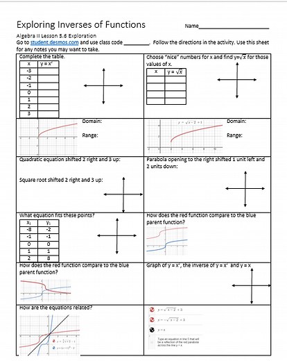 Exploring Inverses of Functions with Desmos