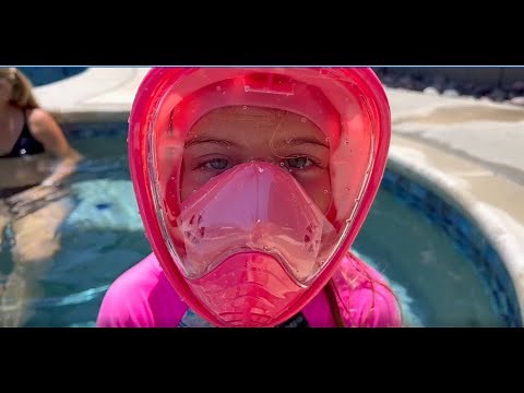 Demo in Pool: QingSong Kids Full Face Snorkel Mask for ages 4+