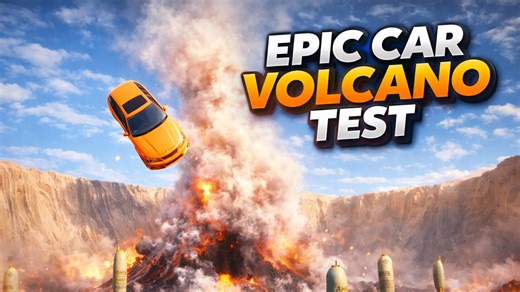 Big and small vehicles confront the nuclear bomb volcano