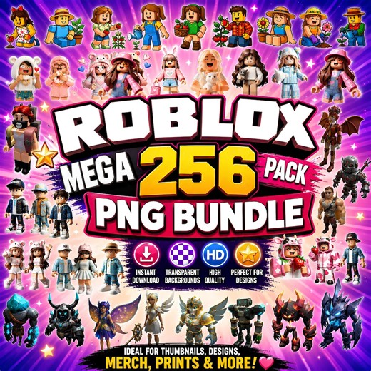 Roblox Clipart Bundle PNG | 255+ Roblox Character Clip Art | Transparent Background | Kids Birthday Party, Shirt Design, Digital Download - Etsy Australia