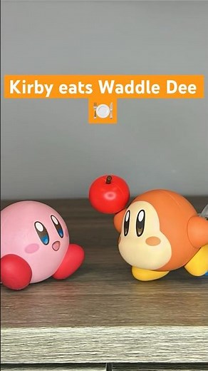 Kirby eats Waddle Dee! 🍽️😋#kirby #nintendo #shorts #just4fun #waddledee #fun #stopmotion #figures