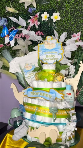 Bay Area✨MUA⭐️Tooth Gems⭐️Prom Designer⭐️More | Noah’s Ark Diaper Cake 🐘🌿🍼 Custom Noah’s Ark themed diaper cake created for baby Morocco 🤍 This four-tier diaper cake is both baby shower... | Instagram