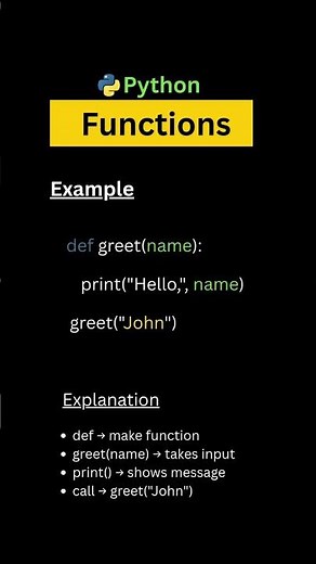 Learn Python functions | Python Tutorials #short