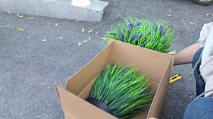 Potted Artificial Plants for Outdoor - 2 Sets Pre-Made Faux Lavender Grass in Pots Large UV Resistant Look Real for Gardens Yards Patios Paths Home Outdoor Decor