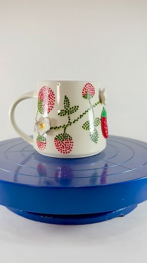 Here’s a beaded strawberry mug! I’ve wanted to add beadwork onto a mug for a long time but didn’t play with the idea because it wasn’t “practical”. I wondered if anyone would want a functional piece of pottery that they would have to hand wash and be careful not to get the beadwork wet. So I let the idea sit in my head, playing with different ideas until it was the right time. The right time happened when @iamchelseemarie asked me if I had thought of adding beadwork onto mugs. This is the first 