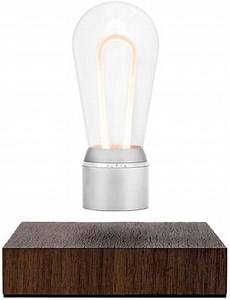 Flyte Nikola Levitating Magnetic LED Light Bulb with Walnut Wood Base, Floating Magic Desk Lamp, Energy Efficient Edison for Office, Bedroom, or Desktop Lighting