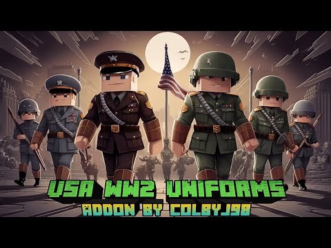 WW2 Mod Showcase Minecraft Pe - [3D] USA WW2 Uniforms Add-On | Mod Showcase