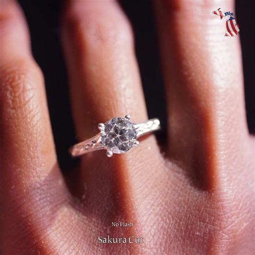 Sakura Cut Carved Solitaire Ring - Etsy