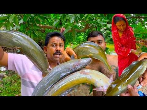 আমাদের এক নতুন পুকুর থেকে মাগুর পুটি ল্যাঠা শোল কৈ ট্যাংরা মাছ ধরে মায়ের হাতে দারুন স্বাদের রান্না