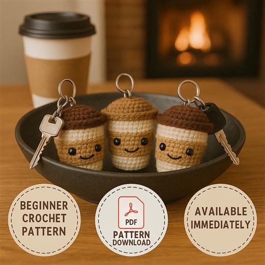 Coffee Cup Keychain Crochet Pattern: Beginner Amigurumi (PDF Download) - Etsy