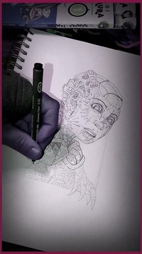 this cyborg i drew (in my SKETCHBOOK) has put on their pretty face! ✏️#sketchbook #art #drawing