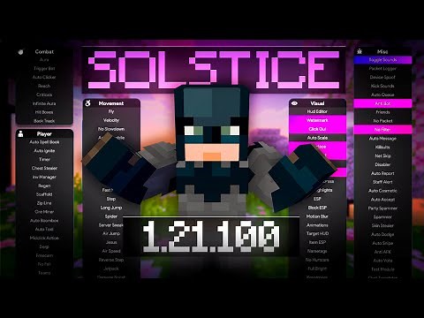 🔥 SOLSTICE 1.21.100 MINECRAFT BEDROCK / HACK CLIENT MOD MENÚ