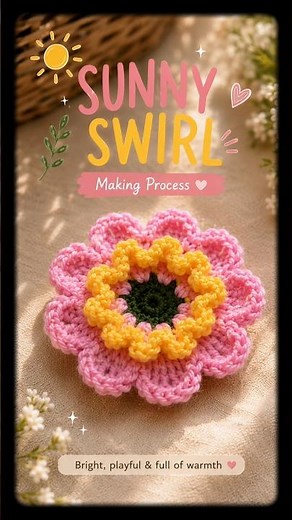 How to crochet beautiful flower for beginners:Day3 Sunny Swirl simple step-by-step guide#shorts #diy