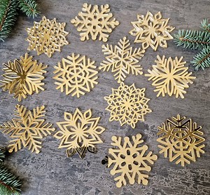 12 Style MIX Christmas Snowflake, Set of 12 Snowflake in 3 Inches or 4 Inches GOLD MIRROR Snowflake Shiny Christmas Ornaments - Etsy