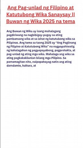 Ang Pag-unlad ng Filipino at Katutubong Wika Sanaysay || Buwan ng Wika 2025 na tema