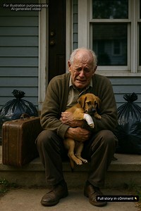 My Stepmother Kicked My Granddad Out After He Rescued a Puppy – She Never Expected My Response I never thought I’d see my 86-year-old granddad sitting on the curb outside his own home… like a stranger who didn’t belong there. But that’s exactly what I found last weekend. Beside him lay a battered suitcase and two trash bags. In his arms, he clutched a trembling puppy with a cast on her leg. “Granddad, what happened?” I asked, my voice shaking. His reply cut through me: “Linda said the mutt has t