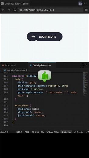 🔥 Create a Stylish "Learn More" Hover Button Animation #webdevelopment #coding #hovereffect #shorts