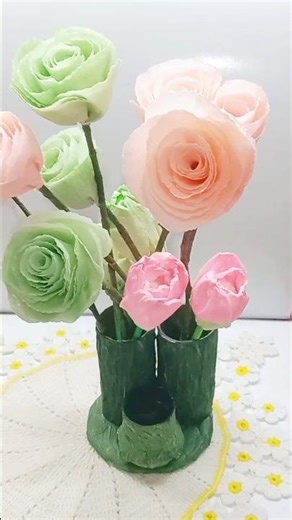 DIY how to make tissue paper rose flowers #artscraft #ytshorts #viral #diy
