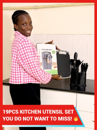19pcs Kitchen Set: Organized Silicone Utensils, Knives & Chopping Board