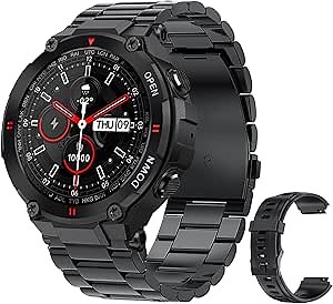 GUCABE Military Smart Watch for Men Outdoor Tactical Smartwatch, ip67 Waterproof Rugged Bluetooth Dail Calls Speaker 1.3" HD Touch Screen GPS Tracker Heart Rate Sleep Monitor