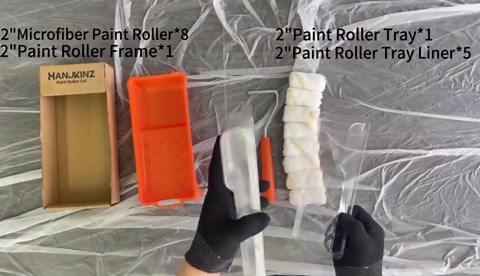 Paint Roller kit, 2 Inch 15 Pack Small Paint Roller Kit with Microfiber Paint Roller Covers, Paint Tray, Paint Tray Liner, Mini Paint Roller for Painting Corners