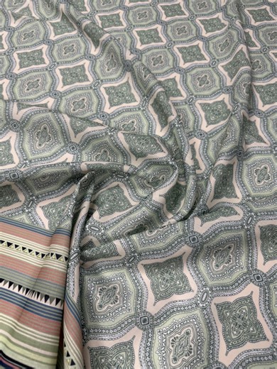 Geometric Border Linen Fabric by the Metre - Etsy