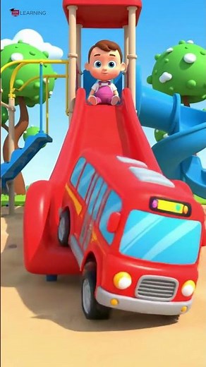 Color Learning for Kids | Bus Running Down Slide 🚍 | Red Pink Green Yellow Colors #shorts