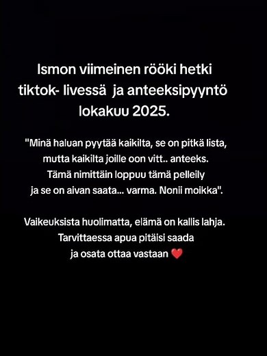 Ismon viimeinen tiktok- live ja anteeksipyyntö #laitela92 #ismolaitela #ismotauriainen #elämä