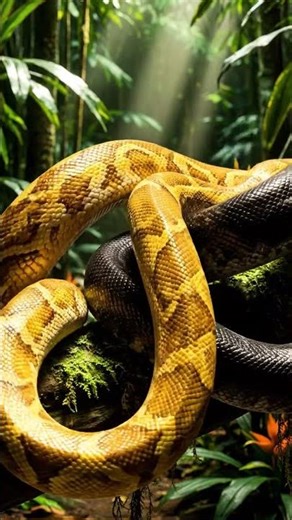Golden and Black Pythons Intertwine | Amazing Serpent Dance