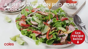 4.3K views · 32 reactions | The secret ingredient? Store-bought curry paste. Get the recipe here >>> https://www.taste.com.au/recipes/thai-style-pork-salad-red-curry-dressing-recipe/s1bupkfw #coles | Taste.com.au | Facebook
