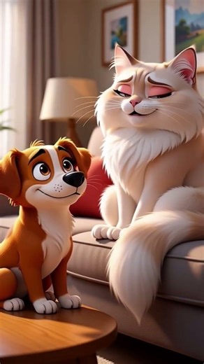 Dog and cat conversation, Animation short video