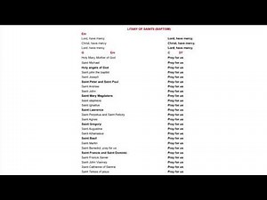 LITANY OF SAINTS Song of the Neocatechumenal Way