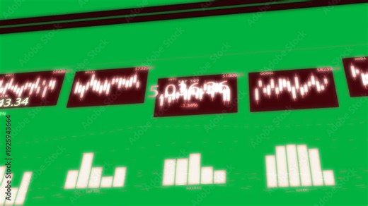 Camera framing tiles data wall pulsing ticker shifting bars for control transparent background