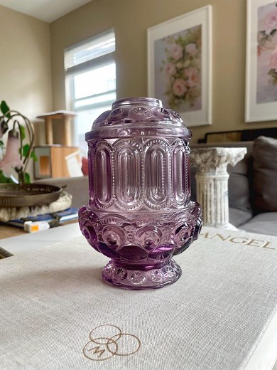Vintage L.E. Smith Amethyst Moon and Stars Fairy Lamp, Rare Fairy Lamp - Etsy