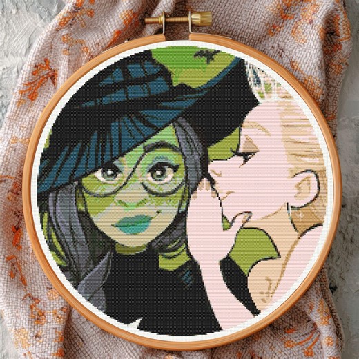 Wicked Elphaba and Glinda – Witch & Friend Cross Stitch PDF, Embroidery Design - Etsy