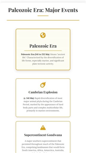 PSC Notes on Instagram: "Visit: https://pscnotes.com 🌍 Unravel the ancient mysteries of Earth's past! Dive deep into the Paleozoic Era with us, a time of dramatic transformations that shaped our planet. From the astonishing Cambrian Explosion, where life diversified at an unprecedented pace, to the formation of the colossal supercontinent Gondwana, the Paleozoic was a period of immense geological and biological activity. Witness the colossal mountain-building events of the Caledonian and Hercyn