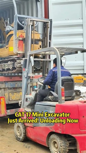 CAT 17 Mini Excavator Just Arrived! Unloading Now #CATMiniExcavator #MiniExcavator #CAT17