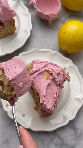 One Bowl MOIST Vegan Raspberry Lemon Sheet Cake with Lemon Curd #vegancake #raspberry #lemon
