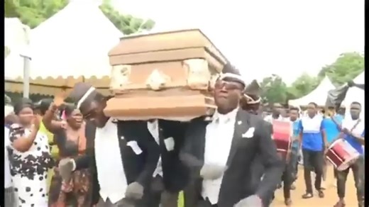 Dancing pallbearers from Ghana. #coffindance #dancingcoffin #dancingpallbearers #pallbearers #ghana #ghanatiktok #blackcomedy #morbidhumor #ghanaian