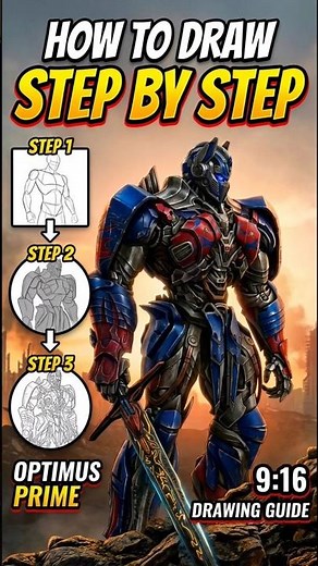 How to Draw Optimus Prime Easily 🤖🔥 #Shorts Easy Optimus Prime Drawing Step by Step ✏️