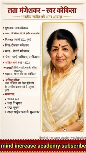भारत रत्न लता मंगेशकर की अनकही कहानी⁉️biography of Lata Mangeshkar #latamangeshkar #ytshorts #shorts