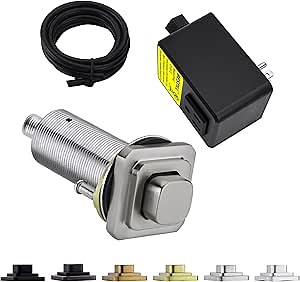 BESTILL Garbage Disposal Air Switch Kit - All Metal, Professional UL Listed Square Raised Push Button for Waste Disposer, Sink Top On/Off Button Compatible with all Garbage Disposals, Brushed Nickel