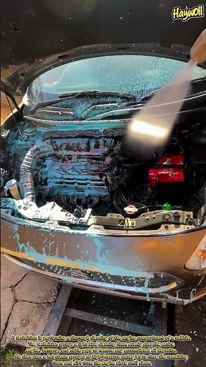Cleaning the car engine compartment using foam and pressurized steam