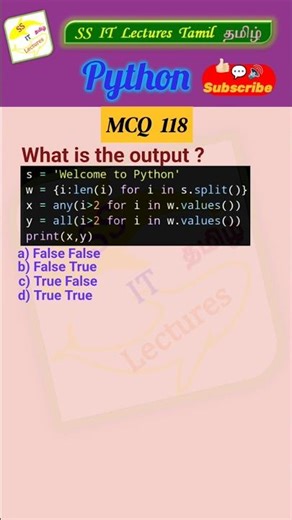 Python MCQ 118 - Test Your Skills #python #pythonprogramming #pythoninterview#shorts#trending