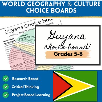 Guyana Country Study Choice Board|5th–8th Grade World Geography Research Project