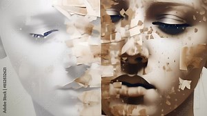 creating a beautiful and unique portrait of a woman using the technique of splitting the face, double effect