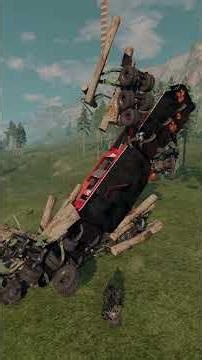 Ramp Locomotive #47 | Train vs 7 Logging Trucks Blockade #beamngcrashes #traincrashes #beamngdrive