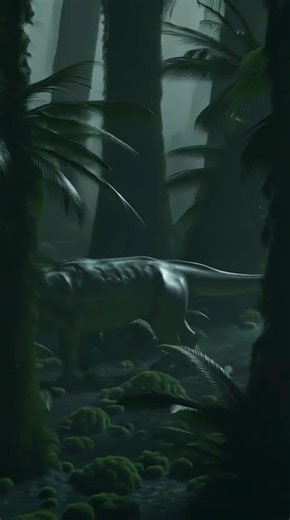 A shadowy horde of Mapusaurus slinks through the ancient undergrowth