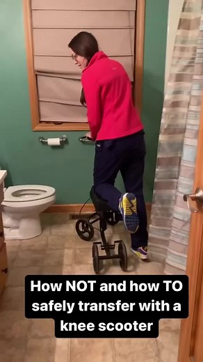 How NOT to and how TO transfer to a toilet safely with a knee scooter. Still struggling? Reach out today to see how we can help. 567-454-1046 or www.viptherapy.org Disclaimer: this is not medical advice. Consult your doctor if you have pain or mobility limitations. #caregiver #caregivers #caregiversupport #caregivertips #health #healthcare #falls #fallprevention #homesafety #stroke #safety #wellness #geriatrics #stna #cna #nurse #surgery #kneescooter #wheelchair #transfers #anklefracturerecovery