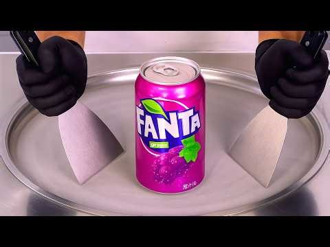 Fanta Grape — Ice Cream Rolls | Satisfying Visual ASMR 🍇